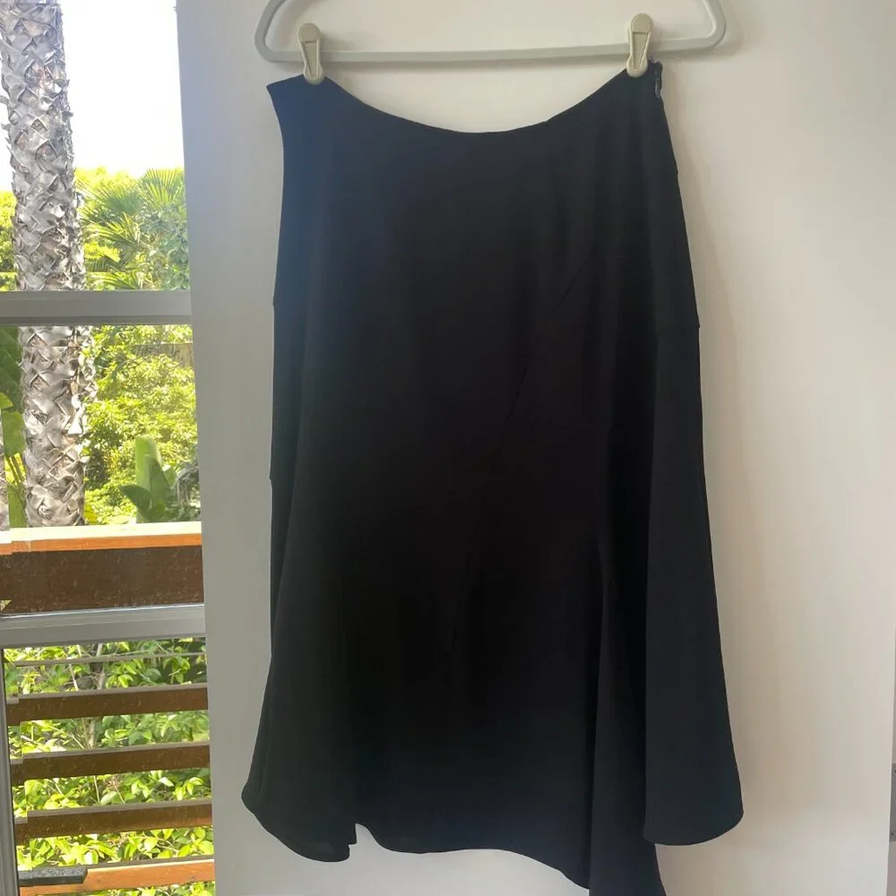 Drama Black Midi Skirt with Side Zipper, Size‎ 12, Style 341-330